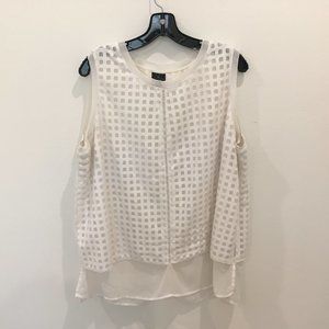 Worthington White Checkered Two Layered Women Blouse Top, Size 2X